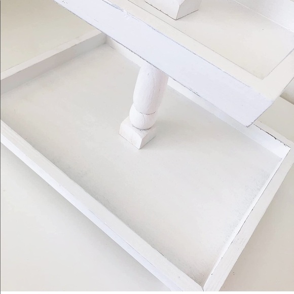 Distressed White Foundations Decor Tiered Tray Rectangle - Picture 3 of 4